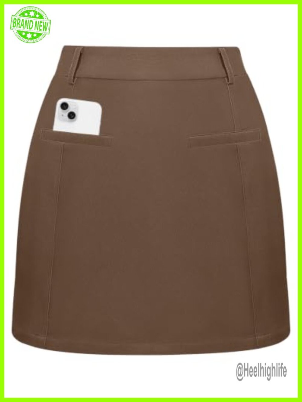 High Waisted Mini Pencil Skort with Built-in Shorts & Pockets